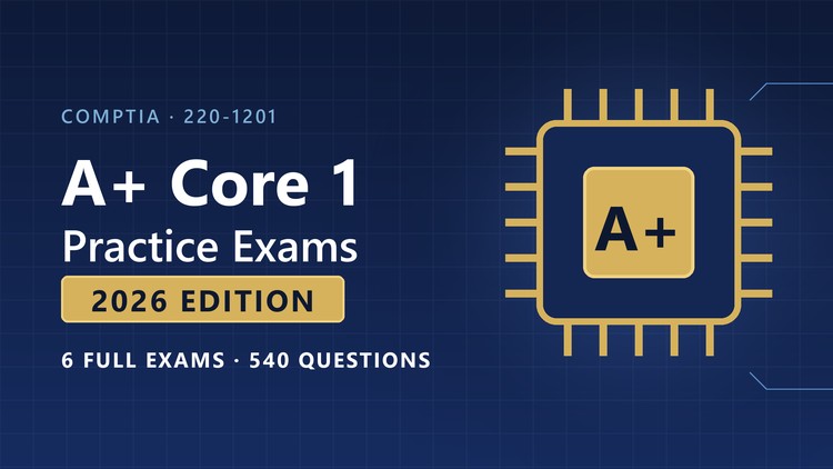 CompTIA A+ Core 1 220-1201 practice exams 2026 course cover