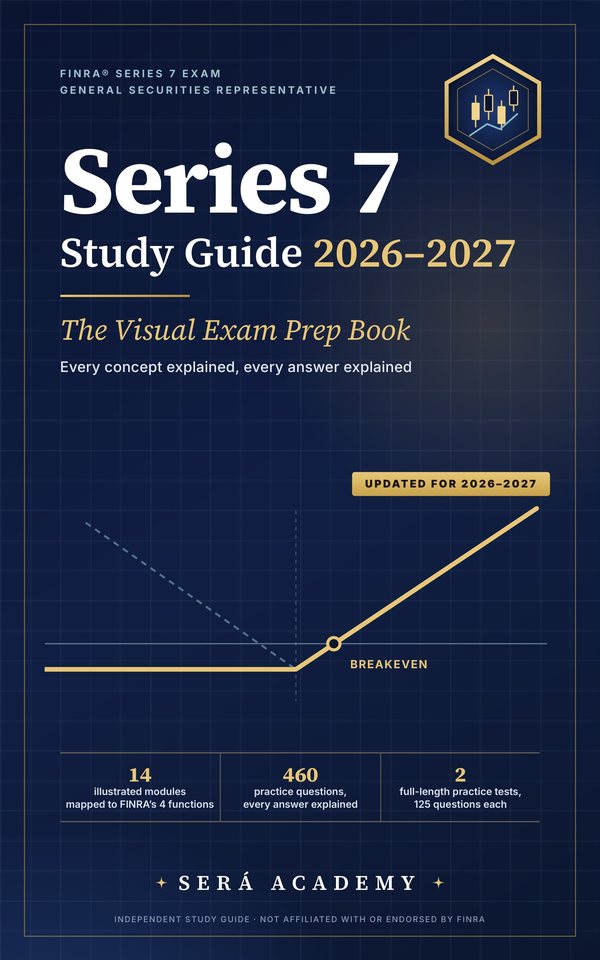 Cover of Series 7 Study Guide 2026-2027, the visual exam prep book by SERÁ Academy